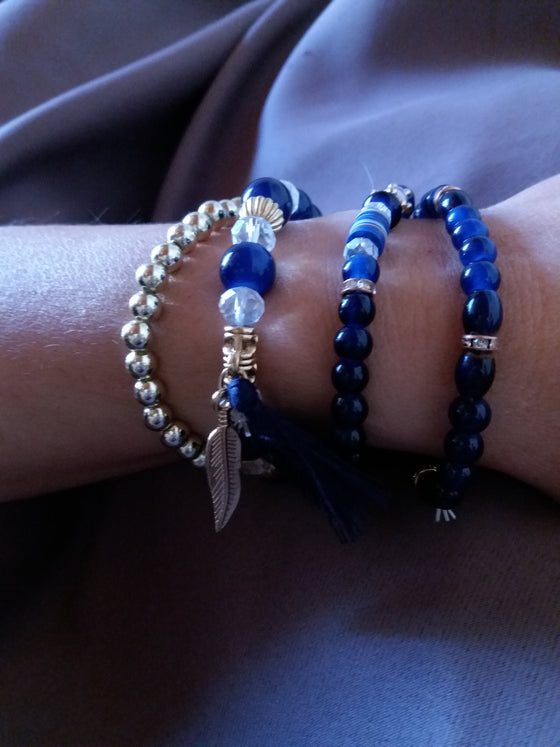 Chang bleu lot de 4 bracelets